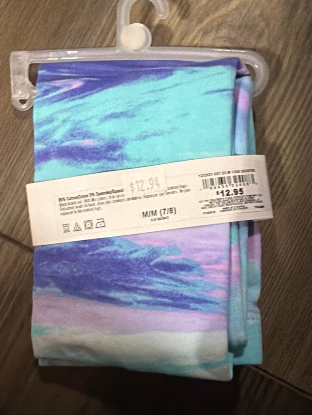 Girls 7/8 The Children's Place Capri Leggings - Pink Butterfly & Aqua Tie-Dye - Picture 6 of 6